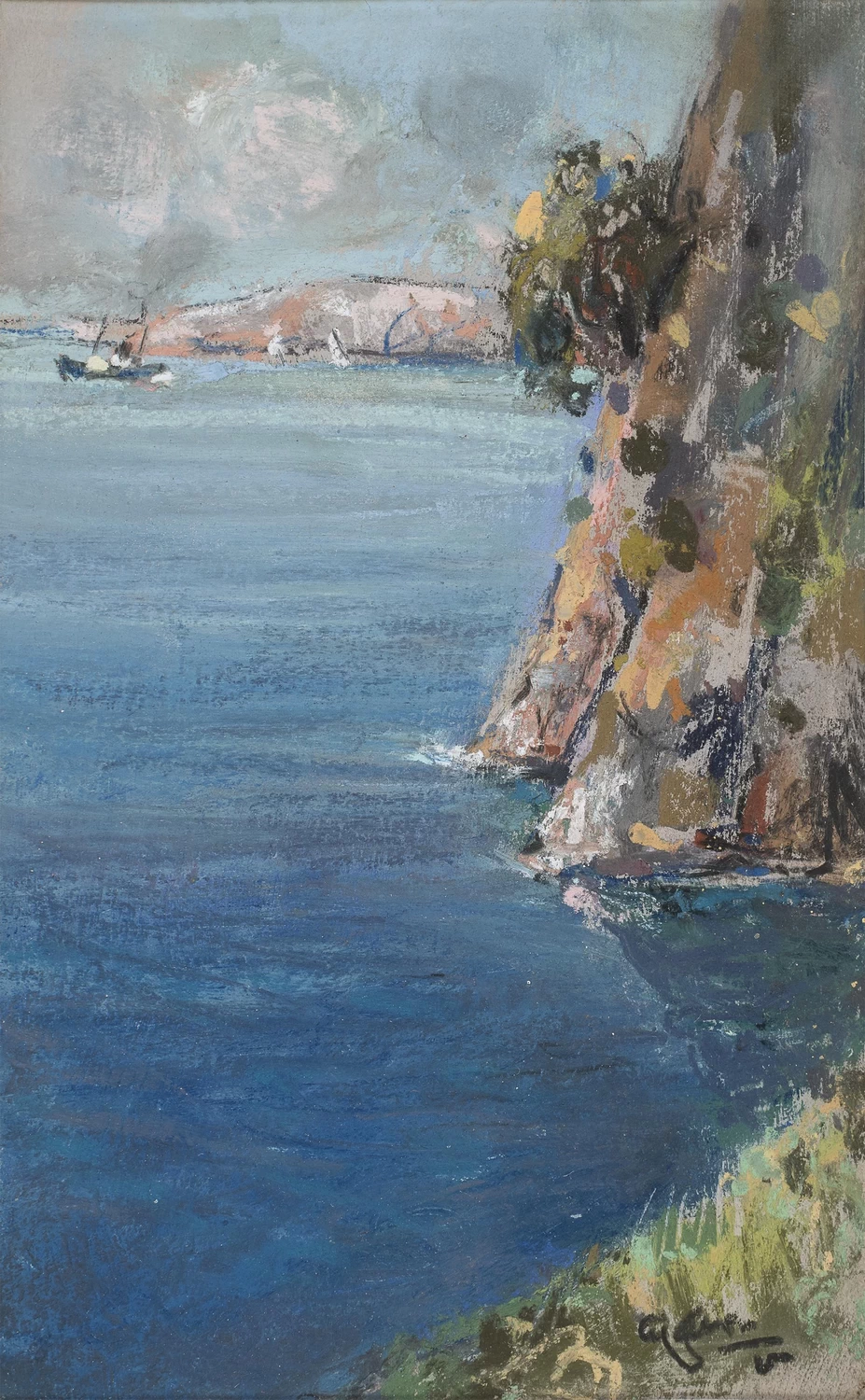 Vista costiera con vaporetto